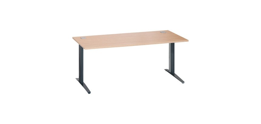 Bureau droit chêne clair L 180 cm piètement métal plus Essens