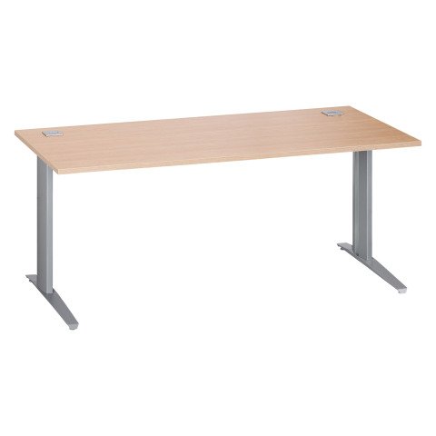 Mesa recta roble claro patas metálicas "L" aluminio Excellens 180 cm