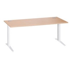 Bureau droit chêne clair L 180 cm piètement métal plus Essens
