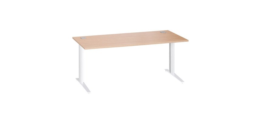 Bureau droit chêne clair L 180 cm piètement métal plus Essens
