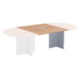 Extension chêne clair pour table modulable avec Top Access intégré pieds croix Essens