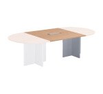 Extension chêne clair pour table modulable avec Top Access intégré pieds croix Essens