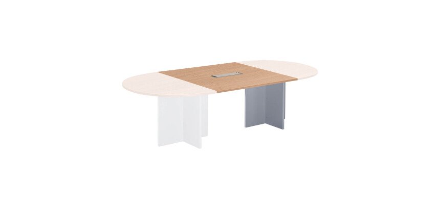 Extension chêne clair pour table modulable avec Top Access intégré pieds croix Essens