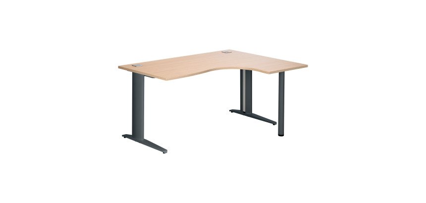 Compact desk Excellens Metal Plus fixed or adjustable L-shaped leg at assembly.