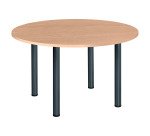 Table ronde 120 cm plateau chêne clair pieds tubes Essens