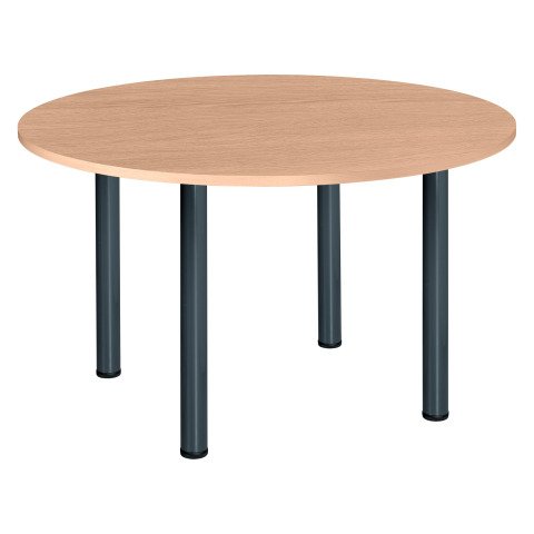 Mesa redonda 120 cm Excellens roble claro patas tubo antracita