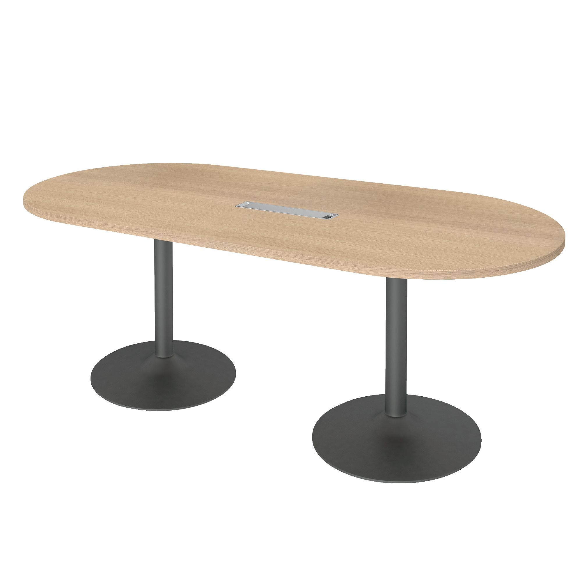 Table de réunion ovale L 210 cm piètement colonne métal avec top access Excellens