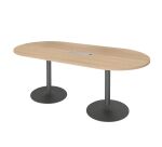 Table de réunion ovale L 210 cm piètement colonne métal avec top access Excellens