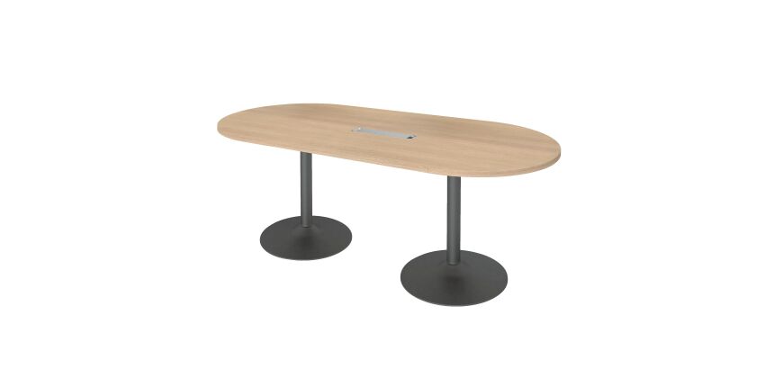 Table de réunion ovale L 210 cm piètement colonne métal avec top access Excellens