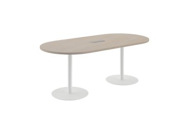 Ovale vergadertafel L 210 cm kolomvormig metalen onderstel met top access Excellens