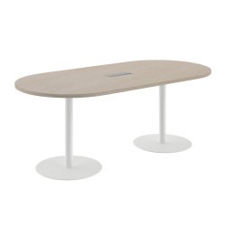 Table de réunion ovale L 210 cm piètement colonne métal avec top access Excellens