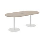 Table de réunion ovale L 210 cm piètement colonne métal avec top access Excellens