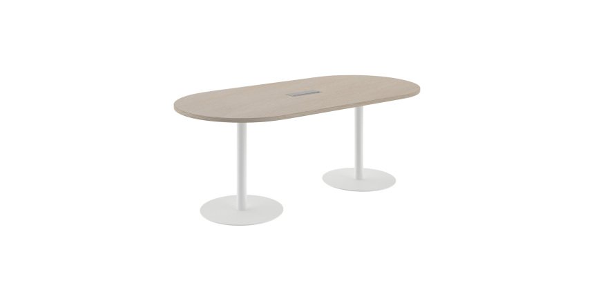 Table de réunion ovale L 210 cm piètement colonne métal avec top access Excellens
