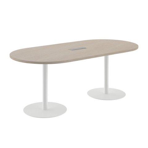 Mesa de reunión ovalada roble claro Excellens patas blancas