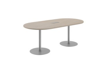 Table de réunion ovale L 210 cm piètement colonne métal avec top access Excellens