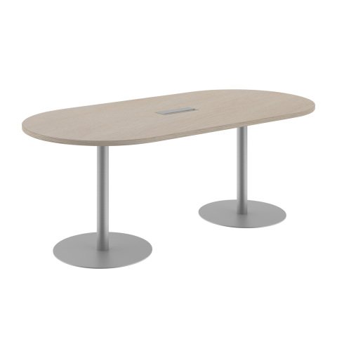 Mesa de reunión ovalada roble claro Excellens patas aluminio