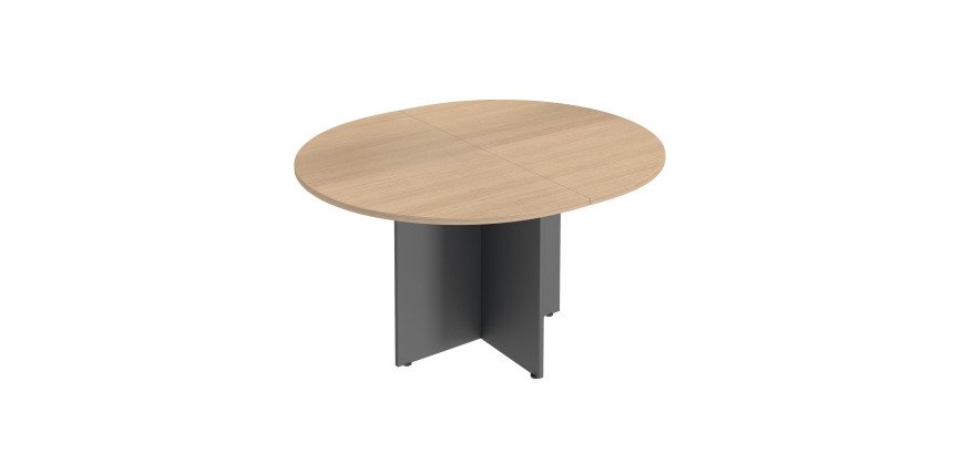 Table de réunion ovale  L 140 cm plateau chêne clair pieds croix Essens