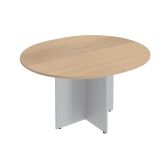 Tavolo da riunioni Rovere chiaro ovale modulare L140 x P 120 cm gambe a croce alluminio Excellens