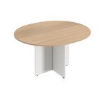 Table de réunion ovale  L 140 cm plateau chêne clair pieds croix Essens