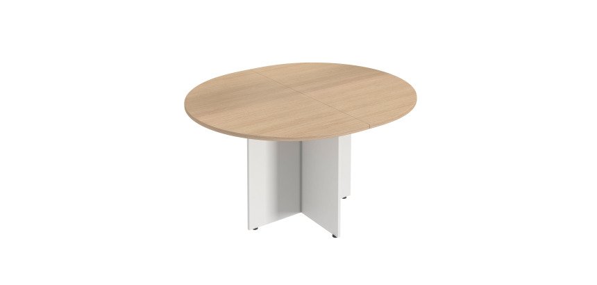 Table de réunion ovale  L 140 cm plateau chêne clair pieds croix Essens