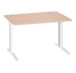 Bureau droit chêne clair L 120 cm piètement métal plus Essens