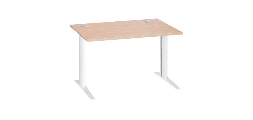 Bureau droit chêne clair L 120 cm piètement métal plus Essens