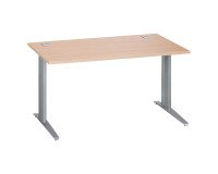 Bureau droit chêne clair L 140 cm piètement métal plus Essens