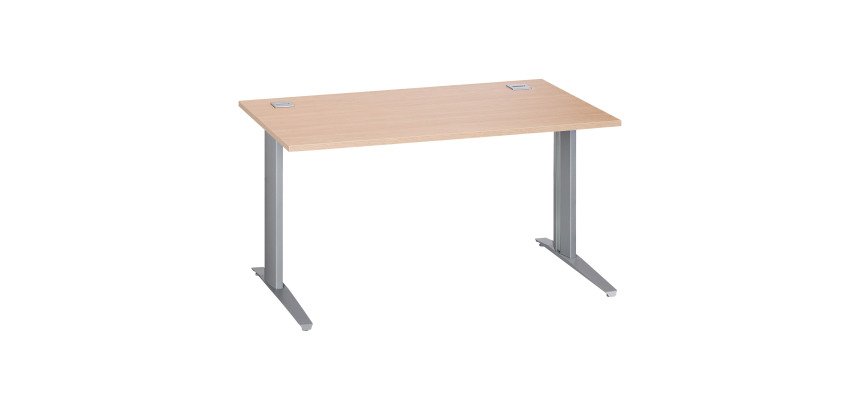 Bureau droit chêne clair L 140 cm piètement métal plus Essens