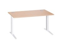 Bureau droit chêne clair L 140 cm piètement métal plus Essens