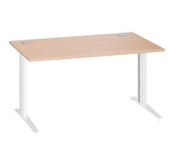 Bureau droit chêne clair L 140 cm piètement métal plus Essens