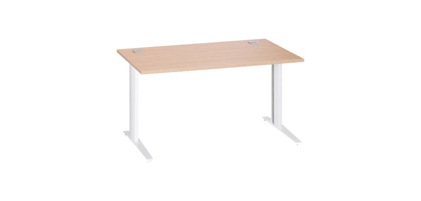 Bureau droit chêne clair L 140 cm piètement métal plus Essens