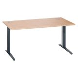 Bureau droit chêne clair L 160 cm piètement métal plus Essens