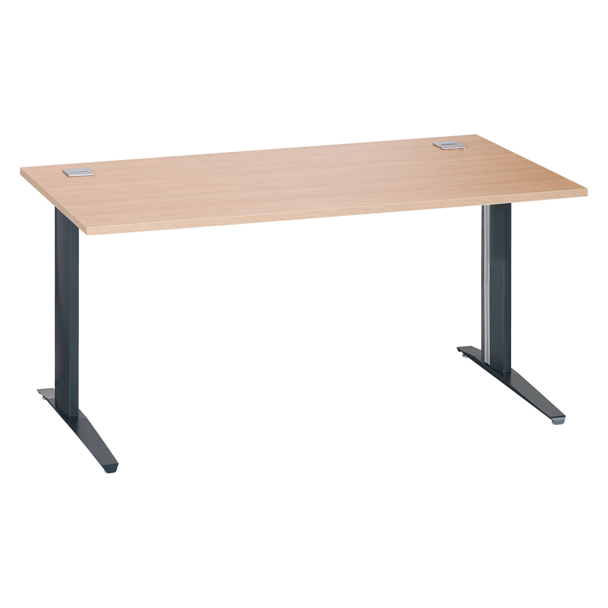 Bureau droit chêne clair L 160 cm piètement métal plus Essens