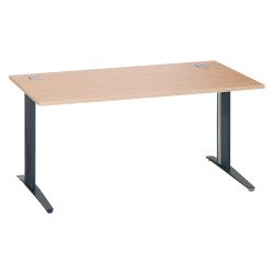 Bureau droit chêne clair L 160 cm piètement métal plus Essens