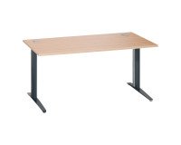 Bureau droit chêne clair L 160 cm piètement métal plus Essens