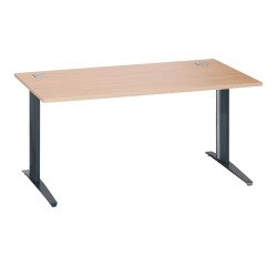 Bureau droit chêne clair L 160 cm piètement métal plus Essens