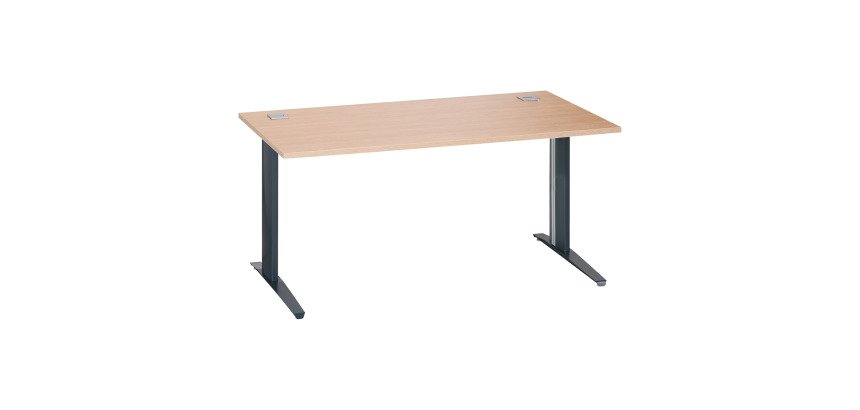 Bureau droit chêne clair L 160 cm piètement métal plus Essens