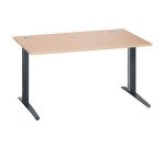 Bureau droit chêne clair L 140 cm piètement métal plus Essens