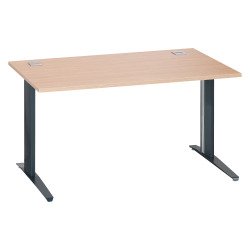 Bureau droit chêne clair L 140 cm piètement métal plus Essens