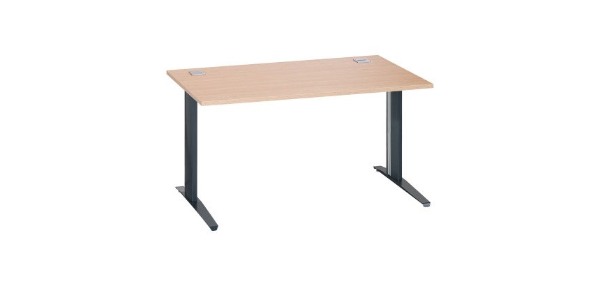 Bureau droit chêne clair L 140 cm piètement métal plus Essens