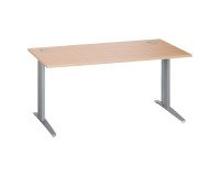 Bureau droit chêne clair L 160 cm piètement métal plus aluminium Essens