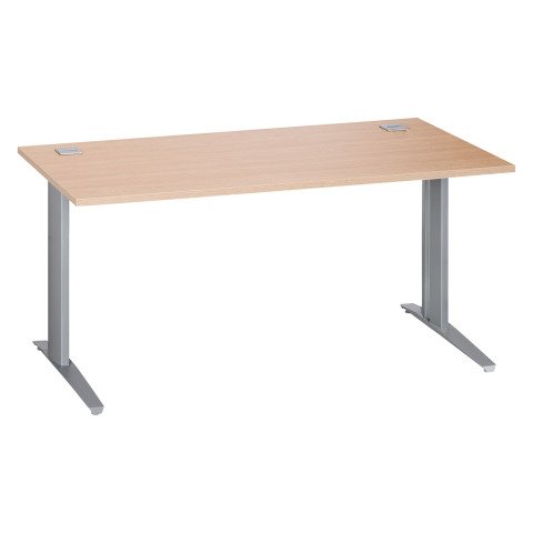 Mesa recta roble claro patas metálicas "L" aluminio Excellens 160 cm
