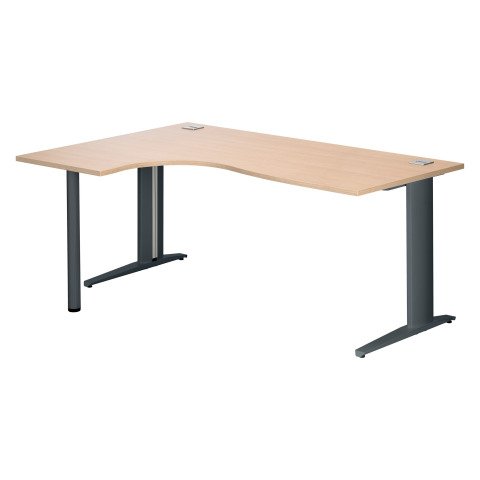 Mesa compacta roble claro patas metálicas "L" Excellens antracita 180 cm ala izquierda