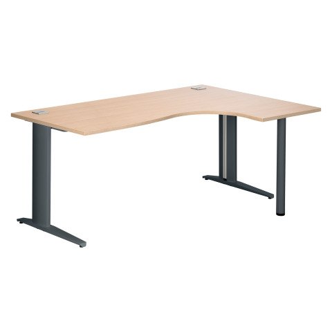 Mesa compacta roble claro patas "L" metálicas antracita Excellens 180 cm ala derecha