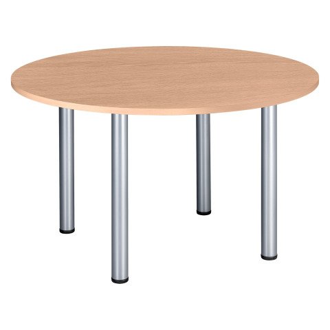 Mesa redonda 120 cm Excellens roble claro patas tubo aluminio