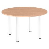 Table ronde 120 cm plateau chêne clair pieds tubes Essens