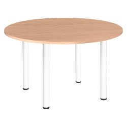 Table ronde 120 cm plateau chêne clair pieds tubes Essens
