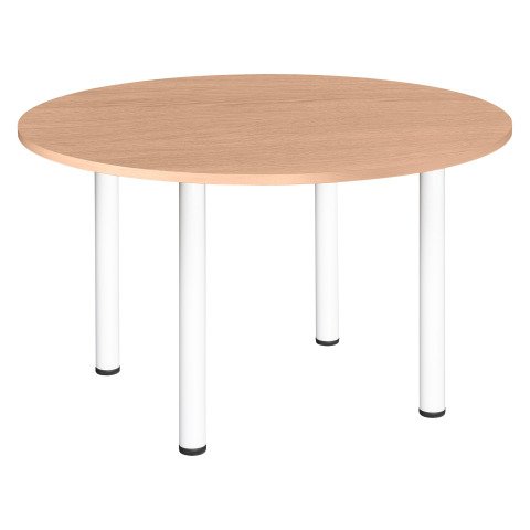 Mesa redonda 120 cm Excellens roble claro patas tubo blanco