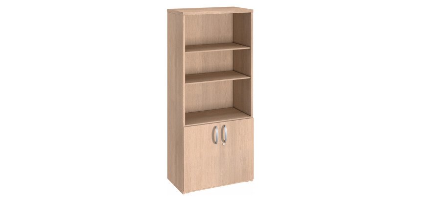 Bibliothèque haute bois avec portes basses H 182 x L 80 cm Excellens / Arko