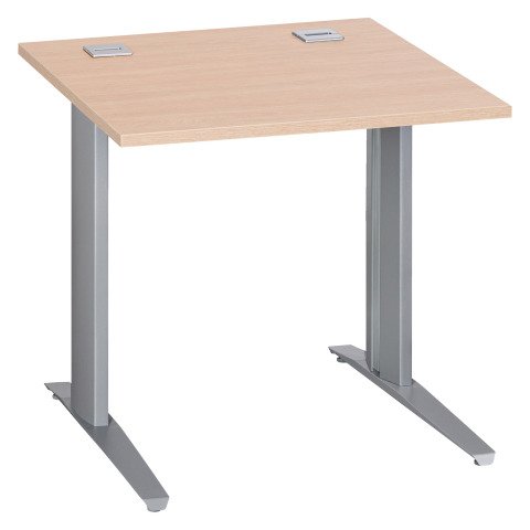 Mesa recta roble claro patas metálicas "L" aluminio Excellens 80 cm